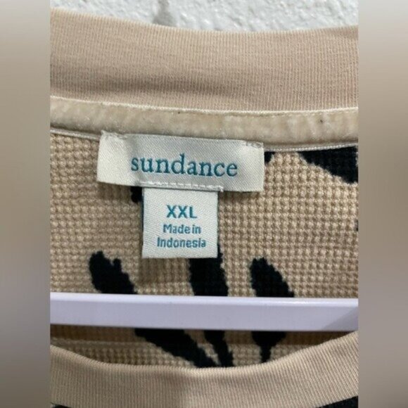 Sundance Floral Casual Preppy Thermal Cotton Top Boho Women’s Neutral - Picture 5 of 7